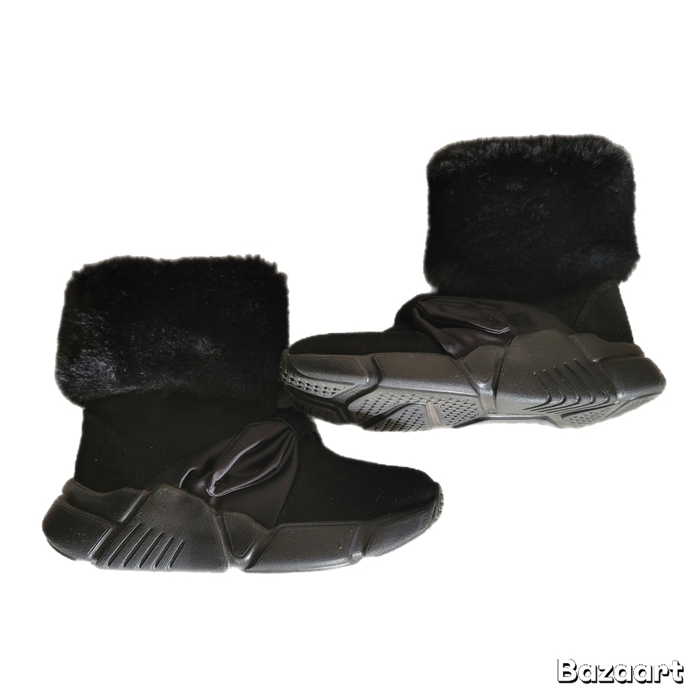 Sketchers Boots Girls Size 11 Black Faux Fur 302911 - Picture 2 of 7